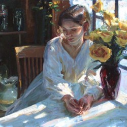 A woman in a white dress